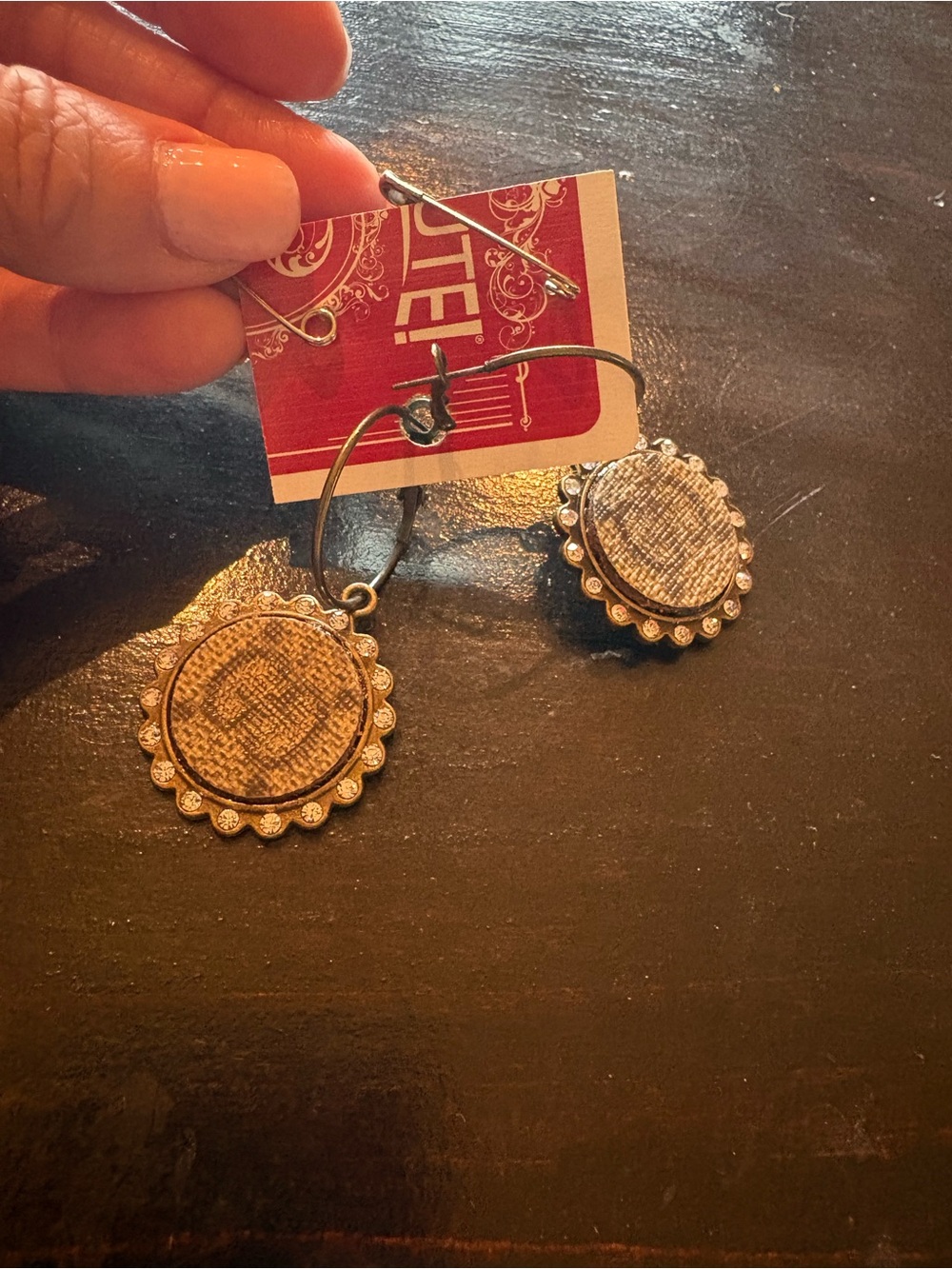 Vintage-Inspired Round Disk Drop Earrings - Gold Tone